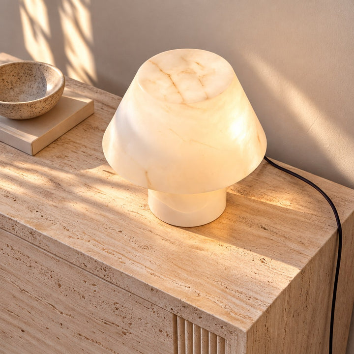 Modern Alabaster Table Lamp Organic Shape E14 Socket Soft Light for Bedside Nightstand