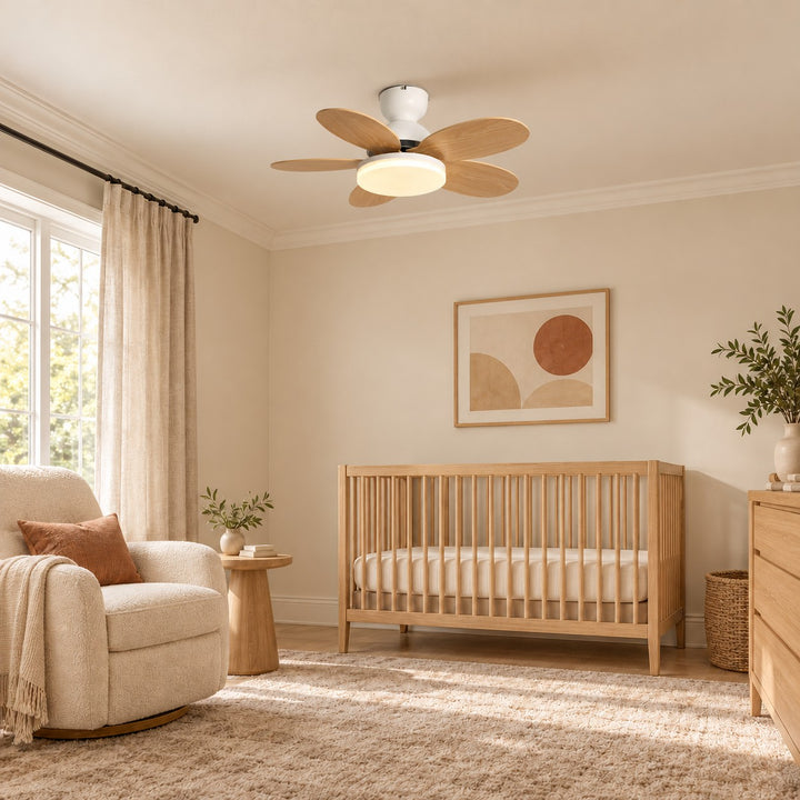 Modern Ceiling Fan Light Wall Mounted Metal Frame Integrated LED for Indoor Air Circulation