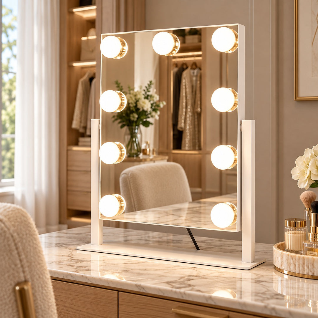 Modern Hollywood Vanity Mirror with Dimmable LED Bulbs 360° Rotating Touch Sensor