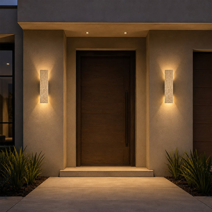 Modern Outdoor Wall Light Dimmable LED Wall Mounted Natural Stone IP65 Rated Exterior Wall Sconce