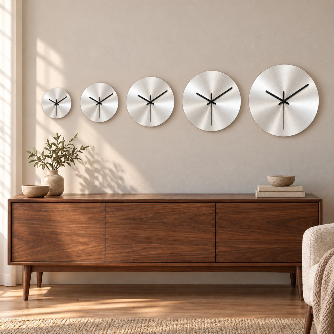Modern Minimalist Wall Clock Ultra-Slim Stainless Steel Silent Quartz Design for Home Decor