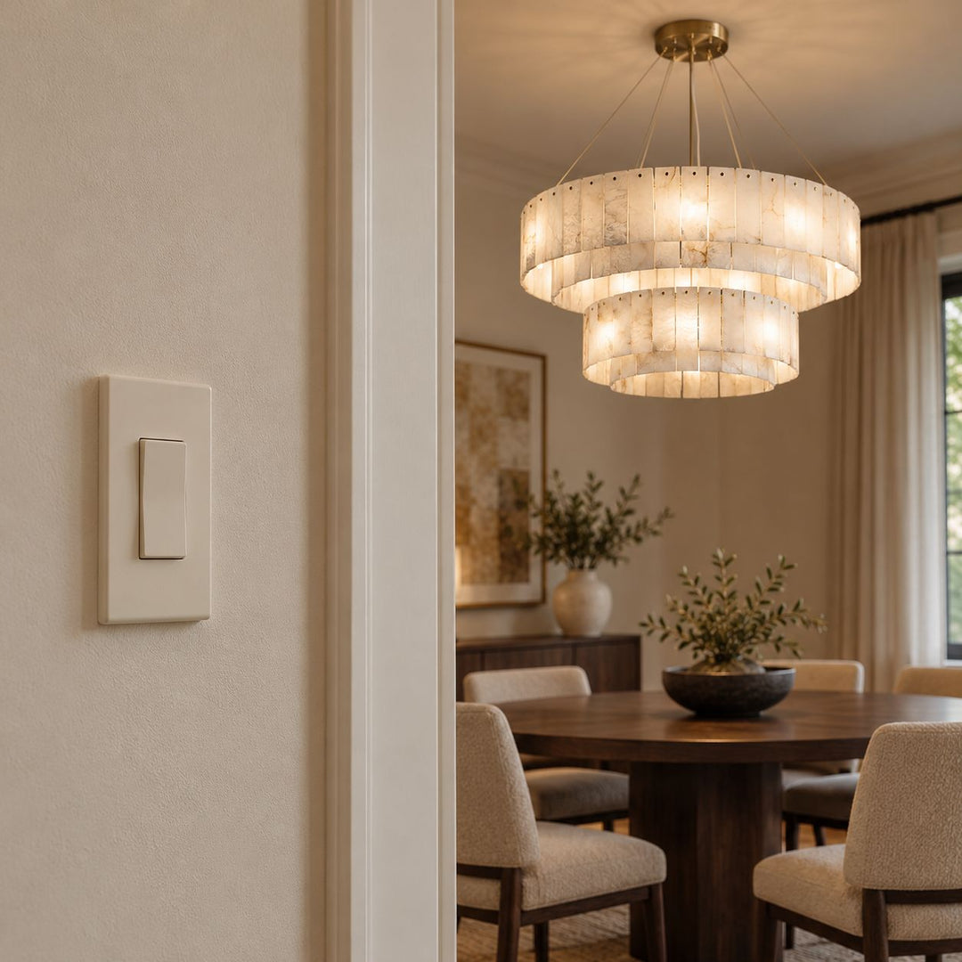 Modern Chandelier Ceiling Light Alabaster Stone Fixture Dimmable Indoor Decorative Lighting