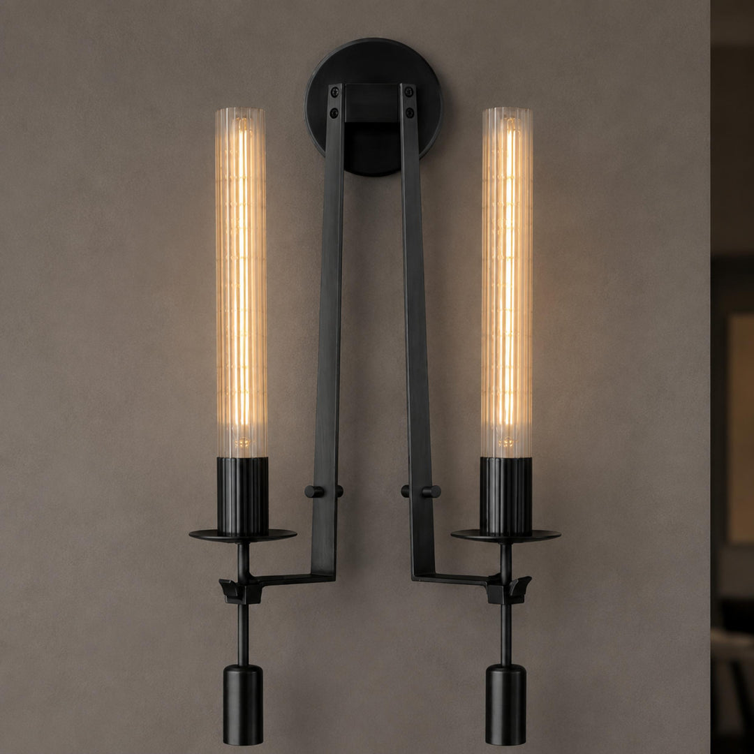 Classic French Style Wall Sconce Lighting with Metal Frame and Glass Shade for Elegant Ambiance