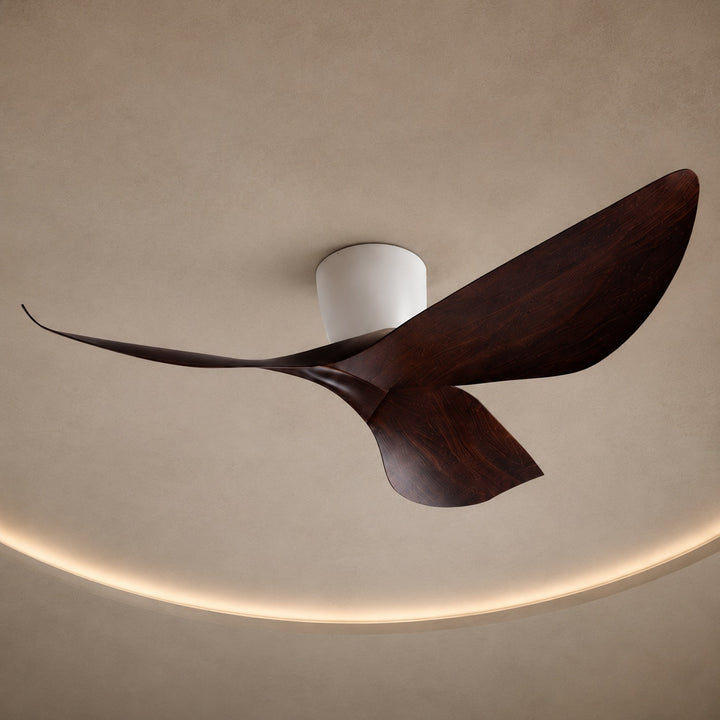 Modern Minimalist Flush Mount Ceiling Fan with Remote Control Quiet DC Motor ABS Blades