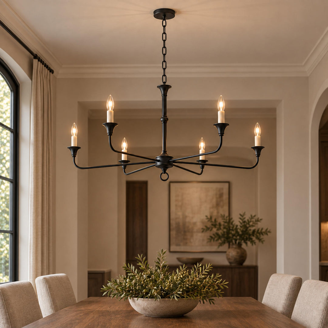 Modern Multi-Arm Black Chandelier Adjustable Ceiling Light Brass Candelabra 5-6 Bulb E14