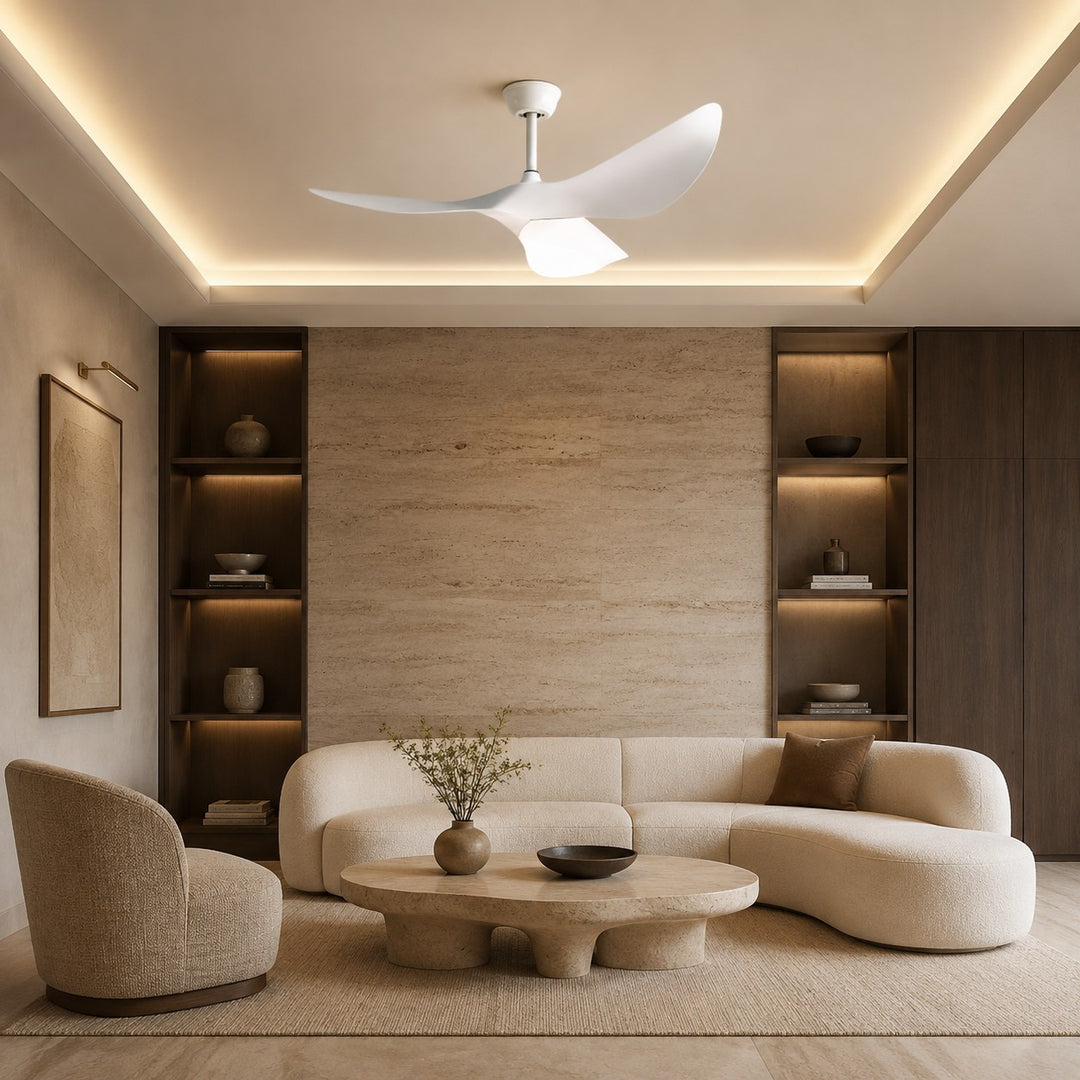 Modern Flush Mount Ceiling Fan with Remote Control DC Motor 6-Speed ABS Blades for Quiet Airflow