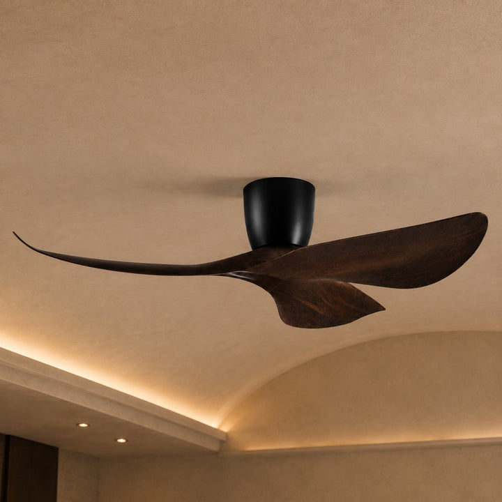 Modern Minimalist Flush Mount Ceiling Fan with Remote Control Quiet DC Motor ABS Blades