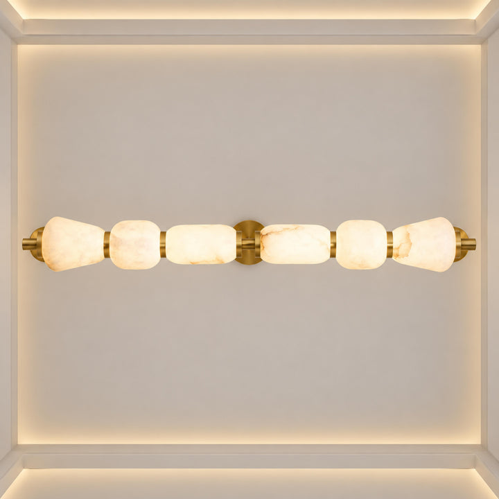 Modern Linear Chandelier Ceiling Mounted Alabaster Glass LED Lighting Fixture for Indoor Use