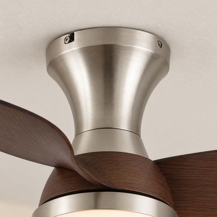 Modern Ceiling Fan with Lights Flush Mount Metal Frame ABS Blades Integrated LED 6-Speed Control