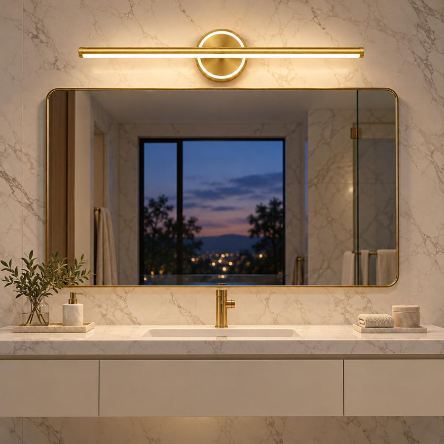 Modern Wall Sconce Bathroom Light Wall Mounted Aluminum and Acrylic Dimmable Vanity Fixture in the wide mirror