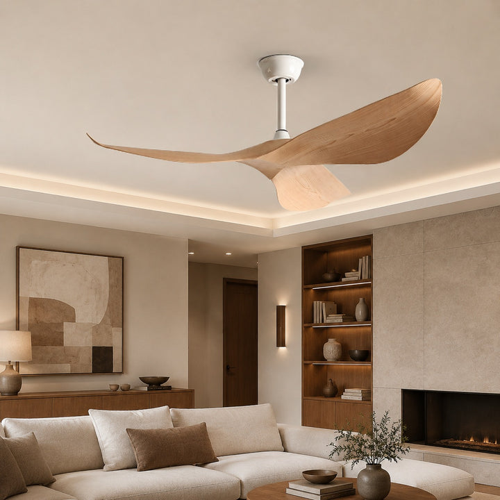 Modern Flush Mount Ceiling Fan with Remote Control DC Motor 6-Speed ABS Blades for Quiet Airflow