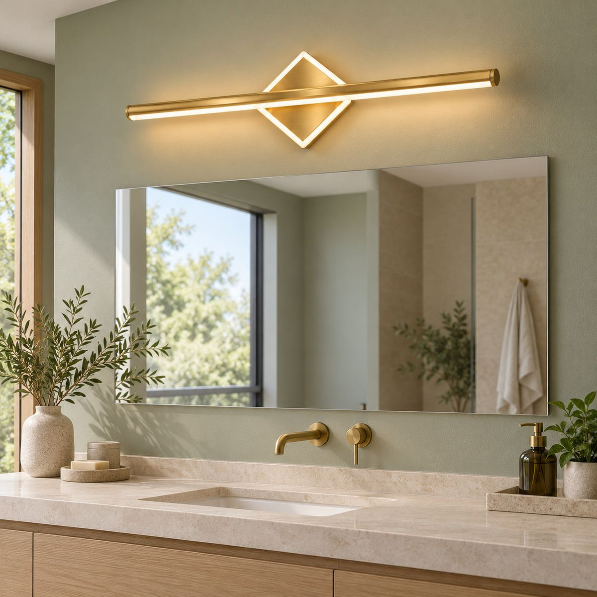 Modern Wall Light Wall Mounted Aluminum Frame Acrylic Base Focused Bathroom Vanity Sconce
