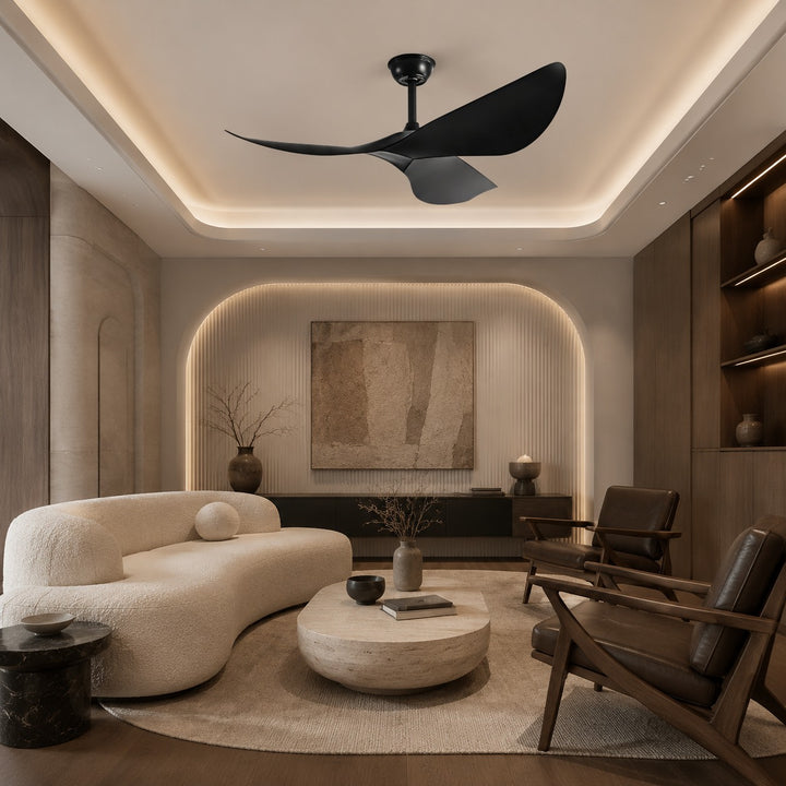 Modern Flush Mount Ceiling Fan with Remote Control DC Motor 6-Speed ABS Blades for Quiet Airflow