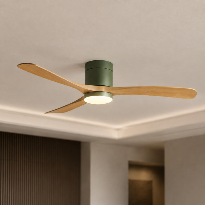 Modern Flush Mount Ceiling Fan with Lights LED Dimmable 2400 Lumens Quiet DC Motor