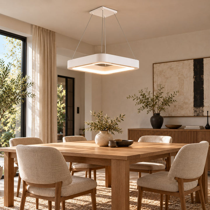 Modern Bladeless Ceiling Fan with Flush Mount Design Dimmable LED Light and Remote Control