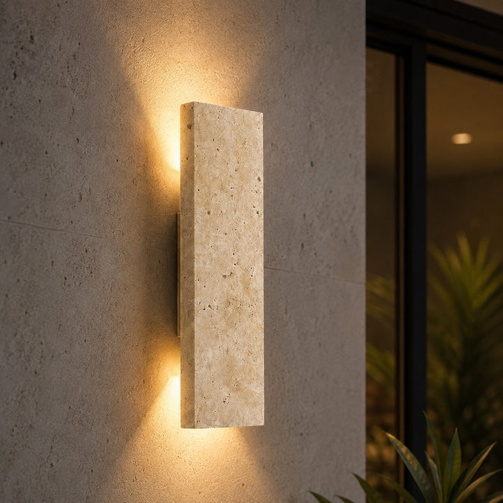 Modern Outdoor Wall Light Dimmable LED Wall Mounted Natural Stone IP65 Rated Exterior Wall Sconce