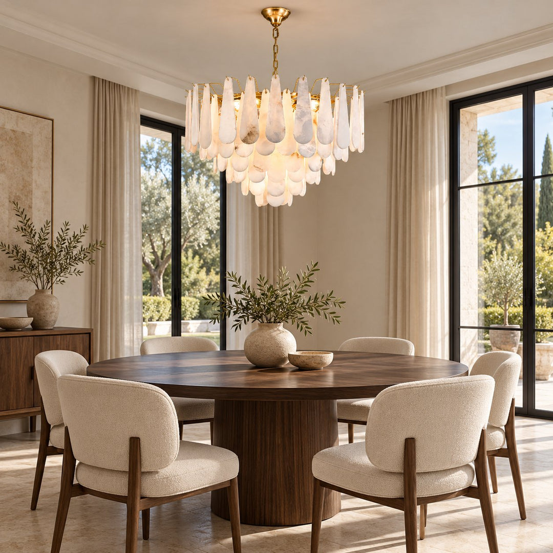 Modern Chandelier Ceiling Light Hanging Metal Frame Adjustable for Dining Room Illumination