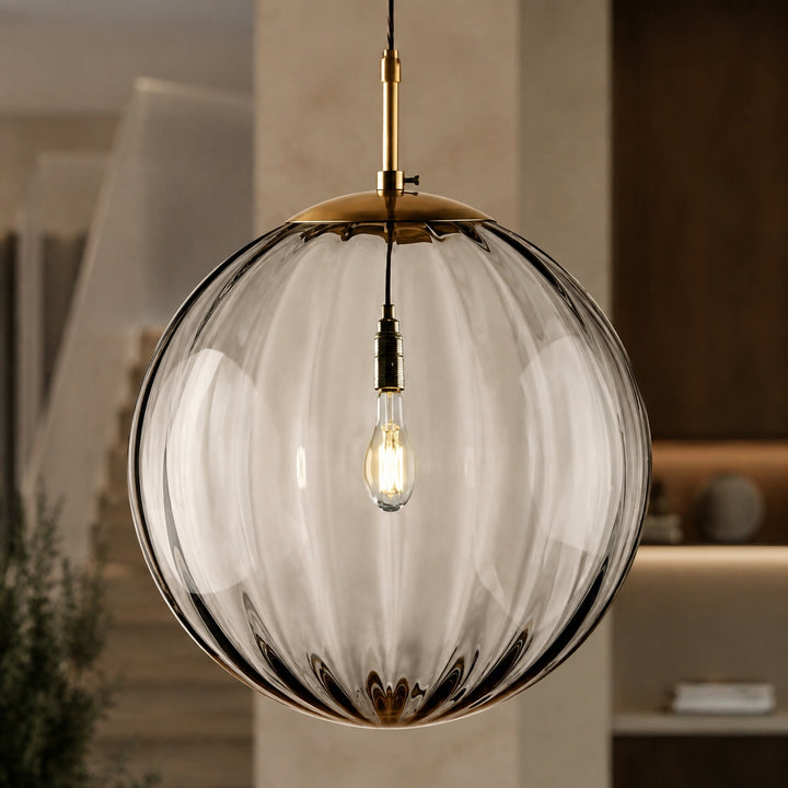 Modern Glass Pendant Light Hanging Adjustable Cord LED Compatible 20cm Diameter