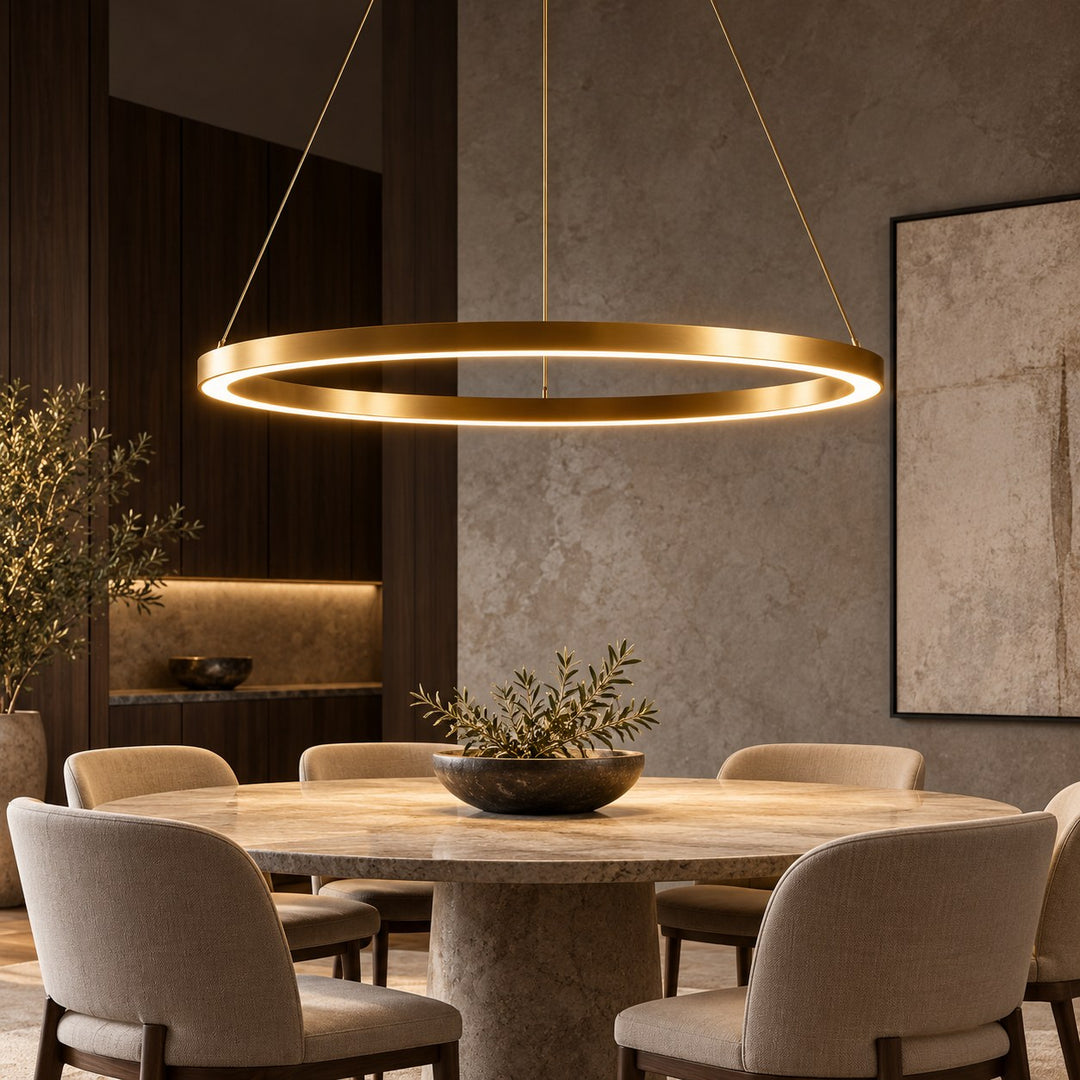 Modern LED Chandelier Light Hanging Aluminum Adjustable Dimmable Acrylic Diffuser Three Sizes