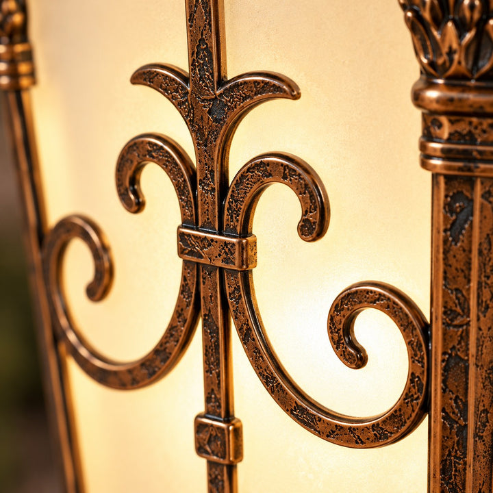 Victorian Outdoor Pillar Light Solar or Hardwired Die-Cast Aluminum Glass IP65