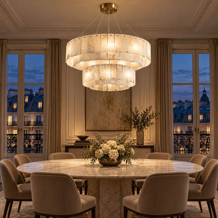 Modern Chandelier Ceiling Light Alabaster Stone Fixture Dimmable Indoor Decorative Lighting
