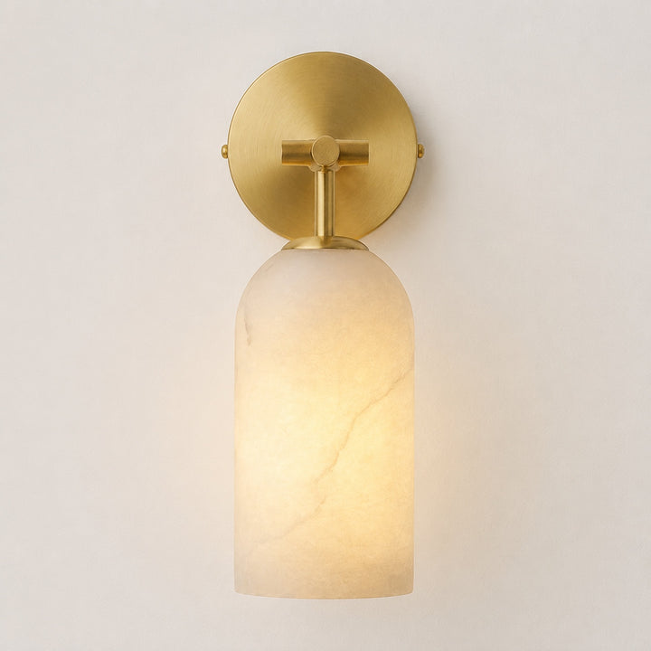 Modern Alabaster Wall Sconce Wall Mounted Metal Light Fixture with LED Compatibility