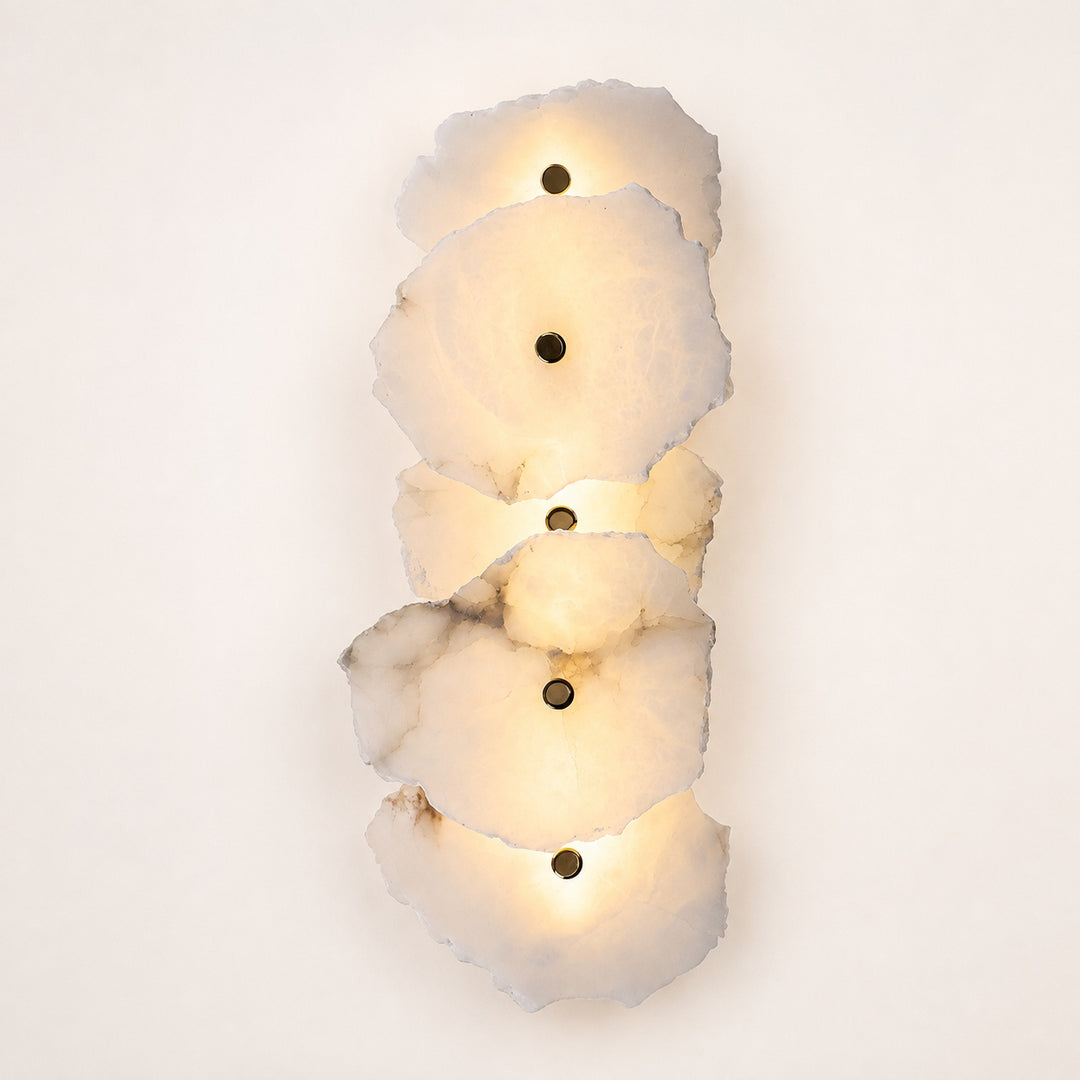 Modern Wall Sconce Lighting Adjustable LED Alabaster Shade with Metal Base for Home Decor