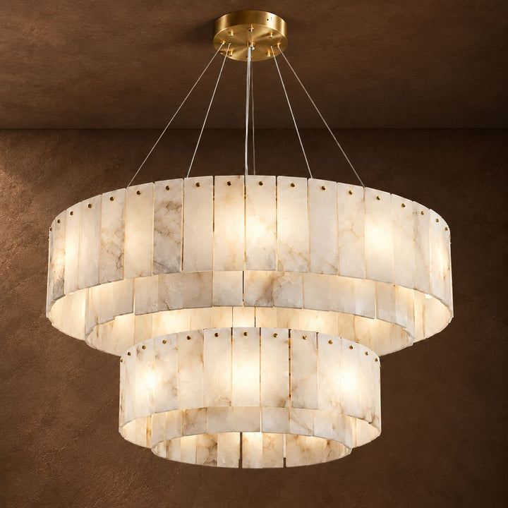 Modern Chandelier Ceiling Light Alabaster Stone Fixture Dimmable Indoor Decorative Lighting