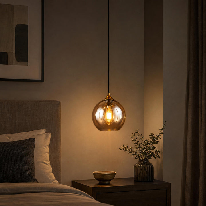 Modern Glass Pendant Light Adjustable Height LED for Kitchen Island Lighting