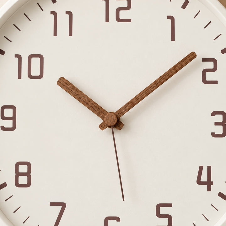 Modern Wall Clock Bamboo Wood Circular Design Noiseless Quartz Movement 30cm Home Decor