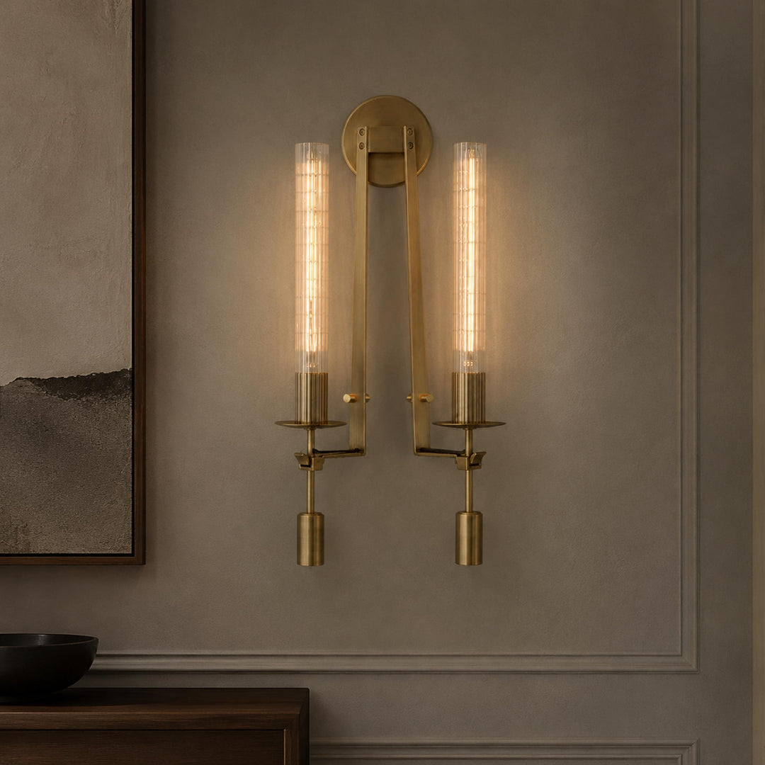 Classic French Style Wall Sconce Lighting with Metal Frame and Glass Shade for Elegant Ambiance