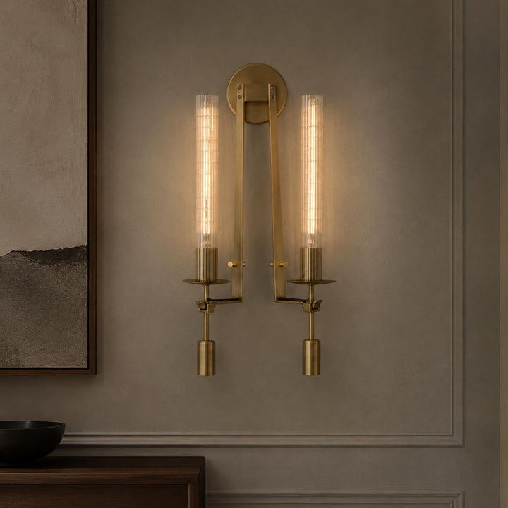 Classic French Style Wall Sconce Lighting with Metal Frame and Glass Shade for Elegant Ambiance