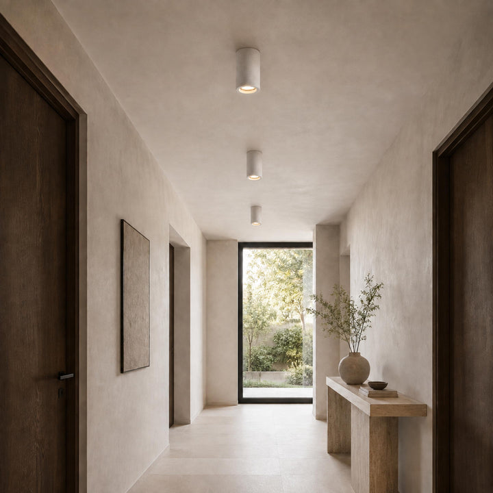 Modern Flush Mount Ceiling Light Concrete LED Fixture Adjustable Ambient Lighting
