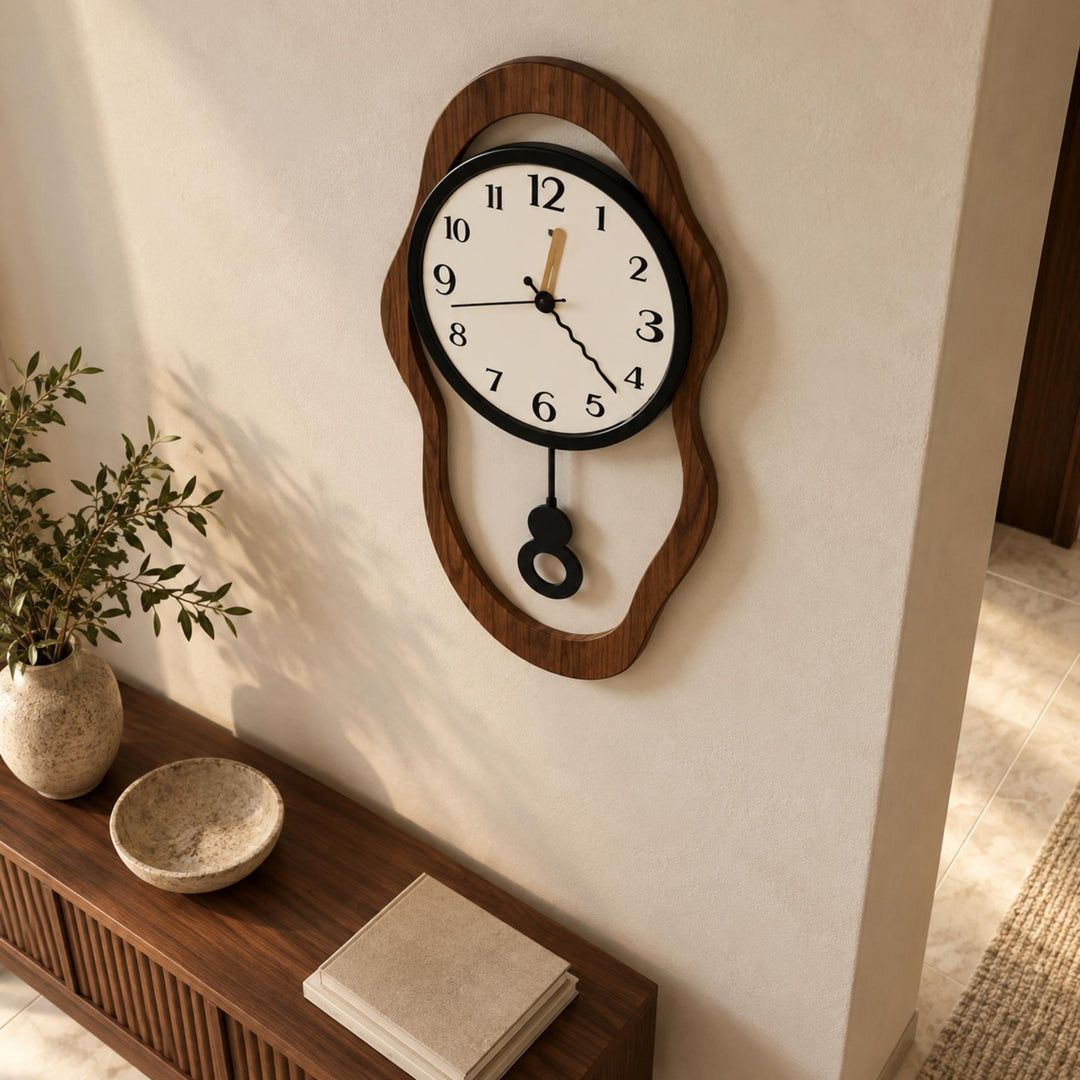 Modern Wall Clock Decor Acrylic Wood Finish Quiet Operation for Home and Office Spaces