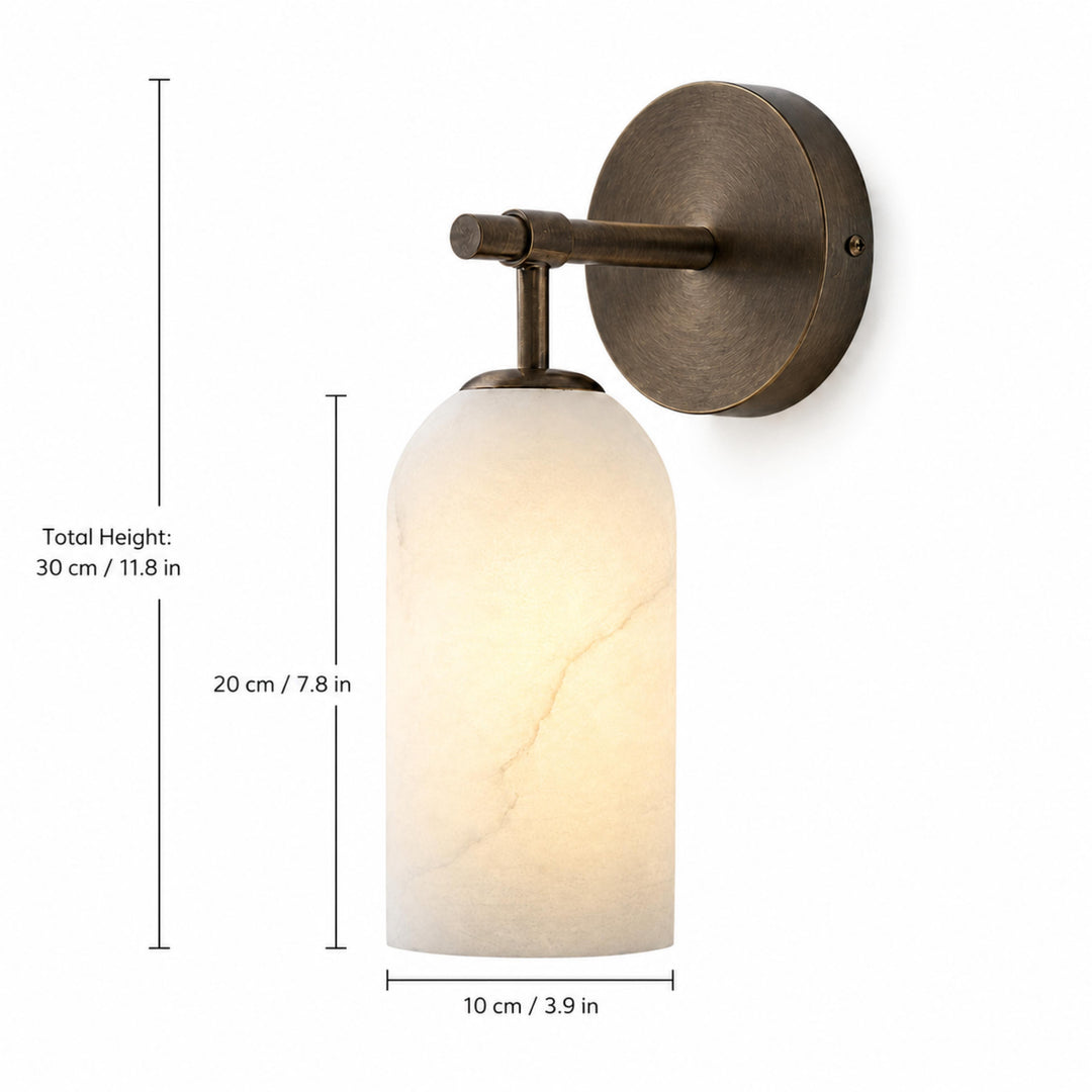 Modern Alabaster Wall Sconce Wall Mounted Metal Light Fixture with LED Compatibility