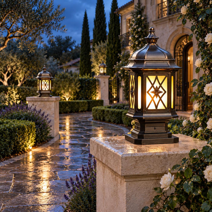 Modern Outdoor Pillar Light Wall Mounted Aluminum Frosted Glass Shade IP65 Waterproof