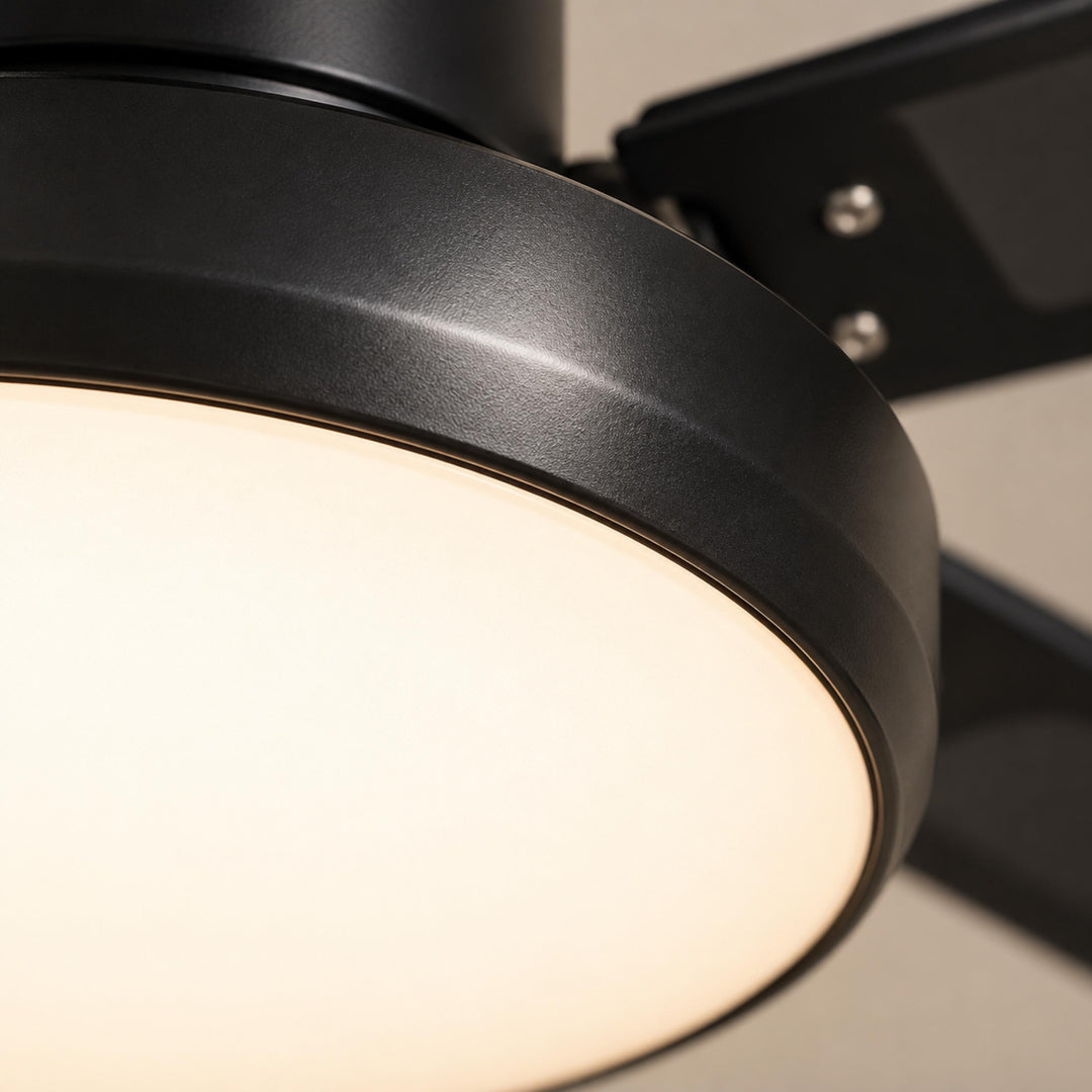 Modern Ceiling Fan with Lights Flush Mount Iron Frame 48W LED Dimmable 6-Speed DC Motor