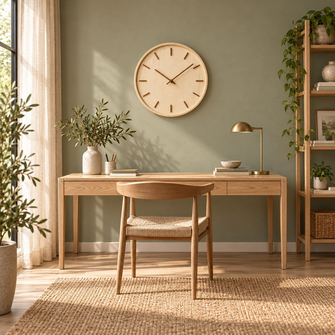 Modern Wall Clock Solid Wood Silent Sweep Design for Home Office Wall Clock Decor
