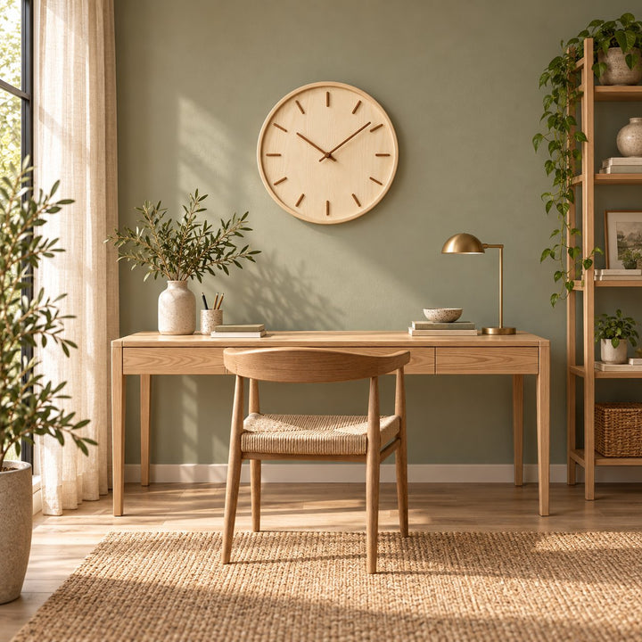 Modern Wall Clock Solid Wood Silent Sweep Design for Home Office Wall Clock Decor