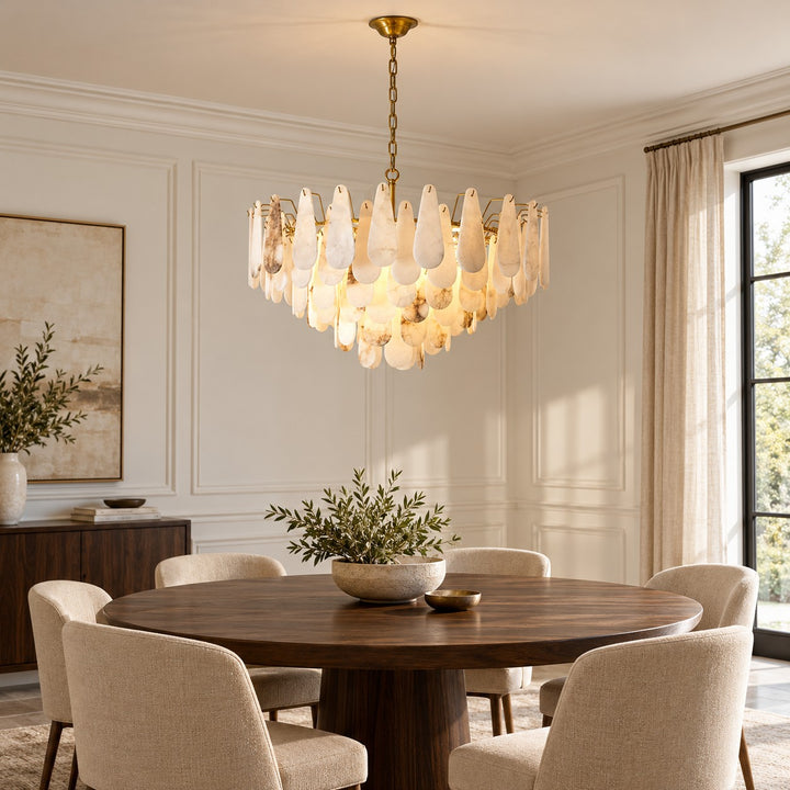 Modern Chandelier Ceiling Light Hanging Metal Frame Adjustable for Dining Room Illumination