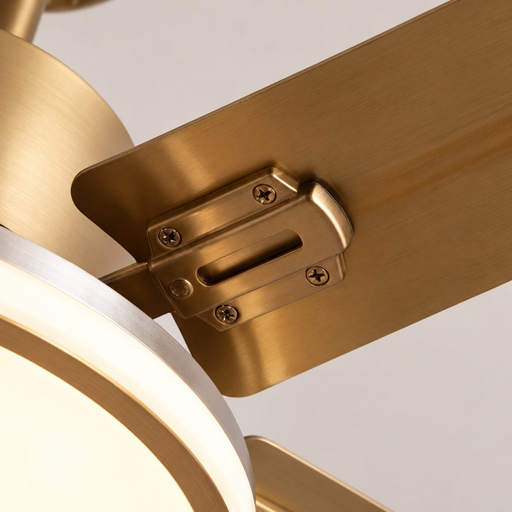 Modern Flush Mount Ceiling Fan Light Stainless Steel Acrylic LED 6-Speed DC Motor