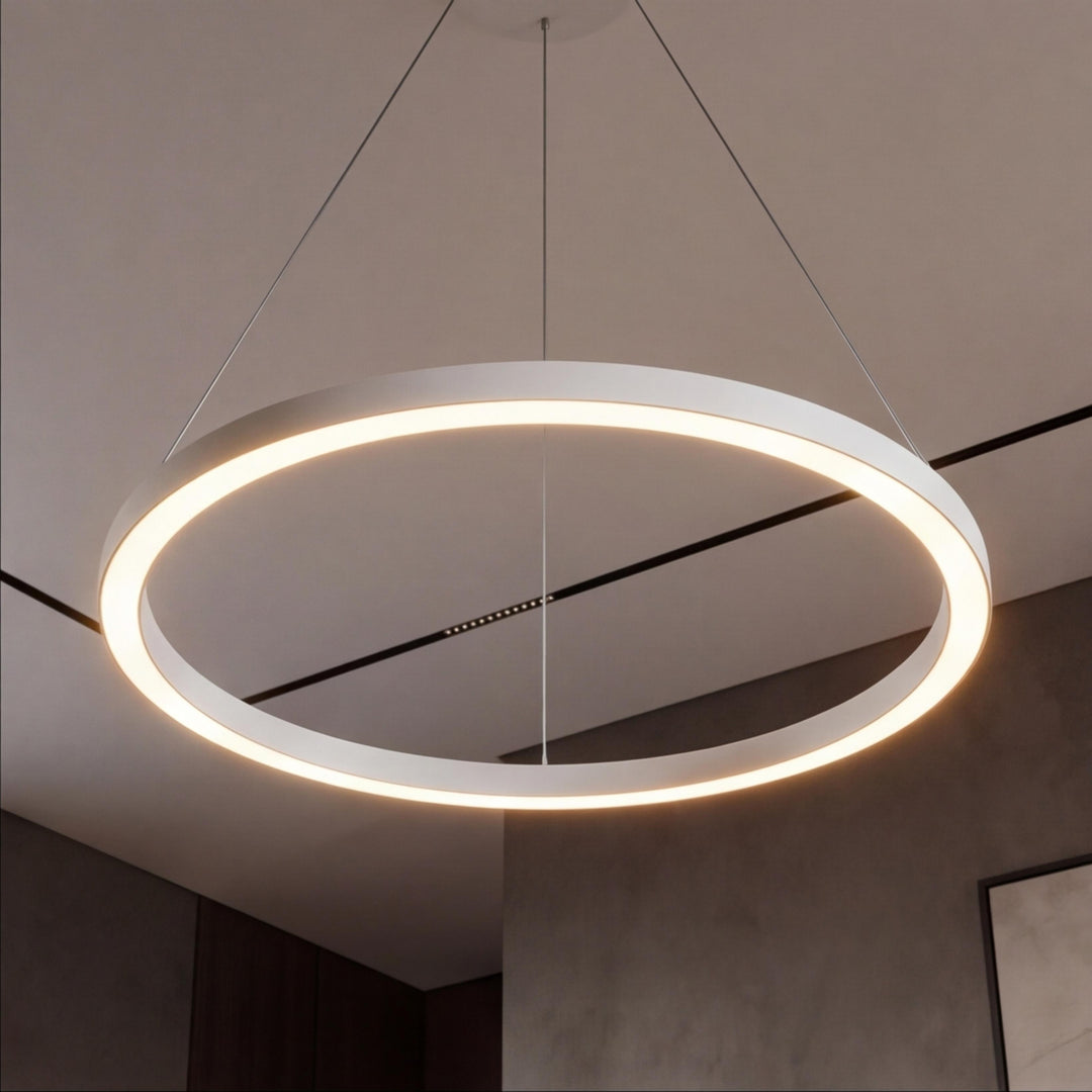 Modern LED Chandelier Light Hanging Aluminum Adjustable Dimmable Acrylic Diffuser Three Sizes