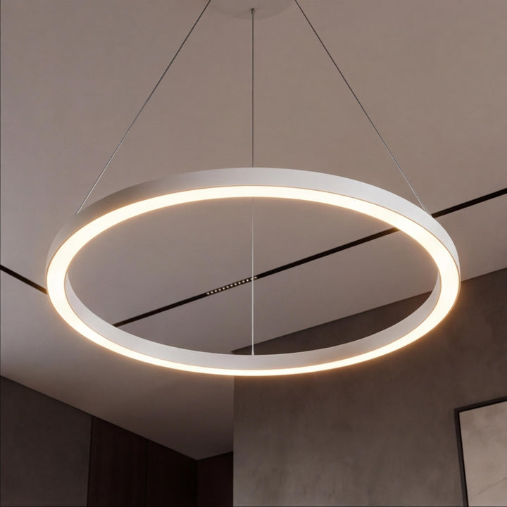 Modern LED Chandelier Light Hanging Aluminum Adjustable Dimmable Acrylic Diffuser Three Sizes