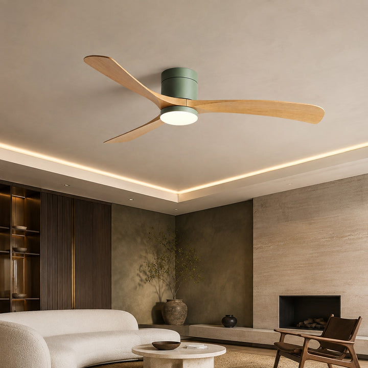 Modern Flush Mount Ceiling Fan with Lights LED Dimmable 2400 Lumens Quiet DC Motor