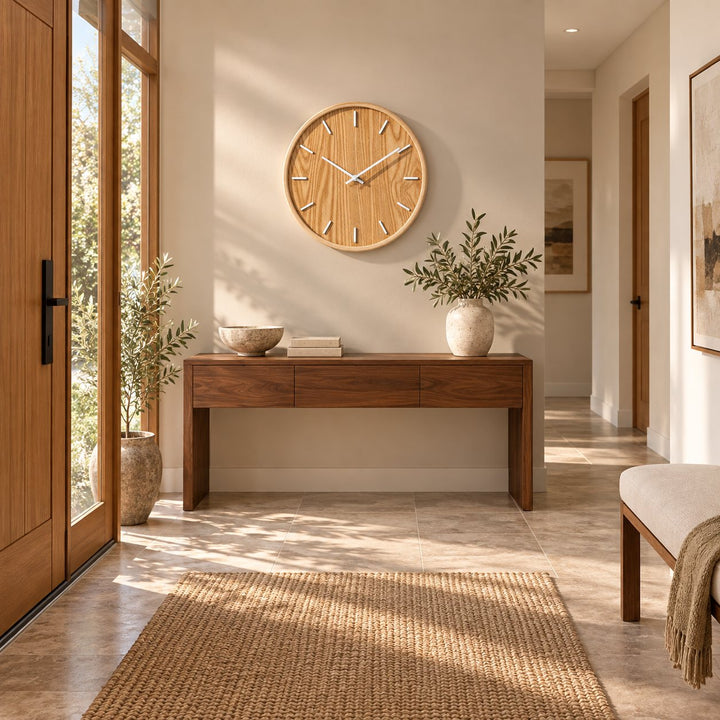 Modern Wall Clock Solid Wood Silent Sweep Design for Home Office Wall Clock Decor