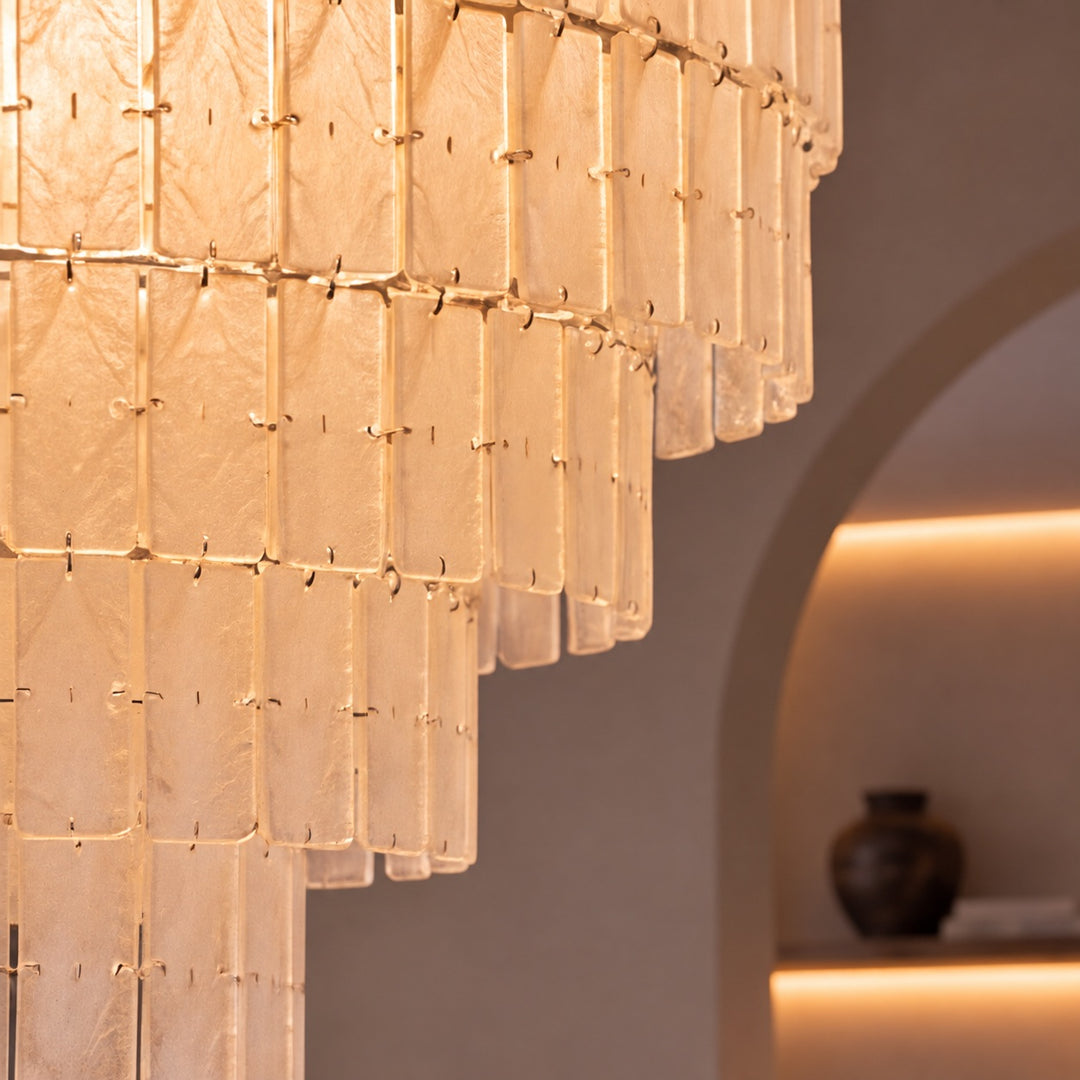 Modern Chandelier Light Ceiling Mounted Natural Shell Adjustable Height for Dining Room