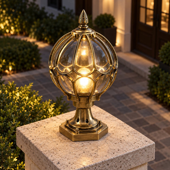 Modern Outdoor Pillar Light Aluminum Base Clear Glass Shade IP65 Rated for Garden and Pathways