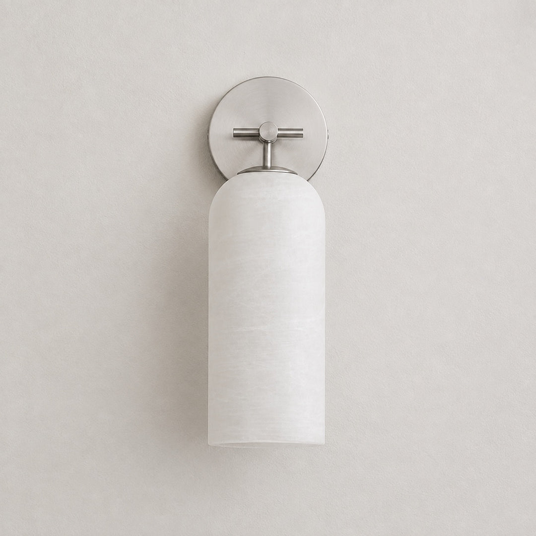 Modern Alabaster Wall Sconce Wall Mounted Metal Light Fixture with LED Compatibility
