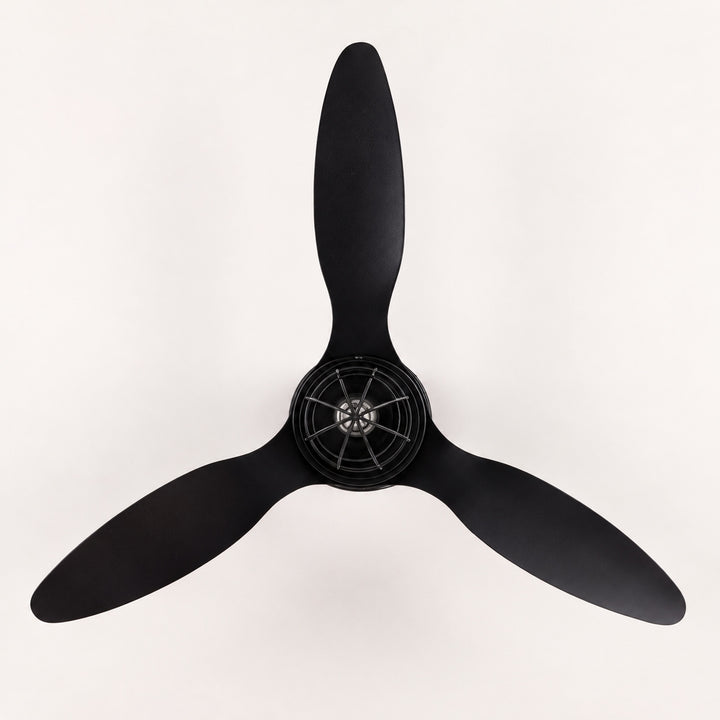 Modern Ceiling Fan Flush Mount with Iron Cage Light Wood Blades Quiet DC Motor 6-Speed