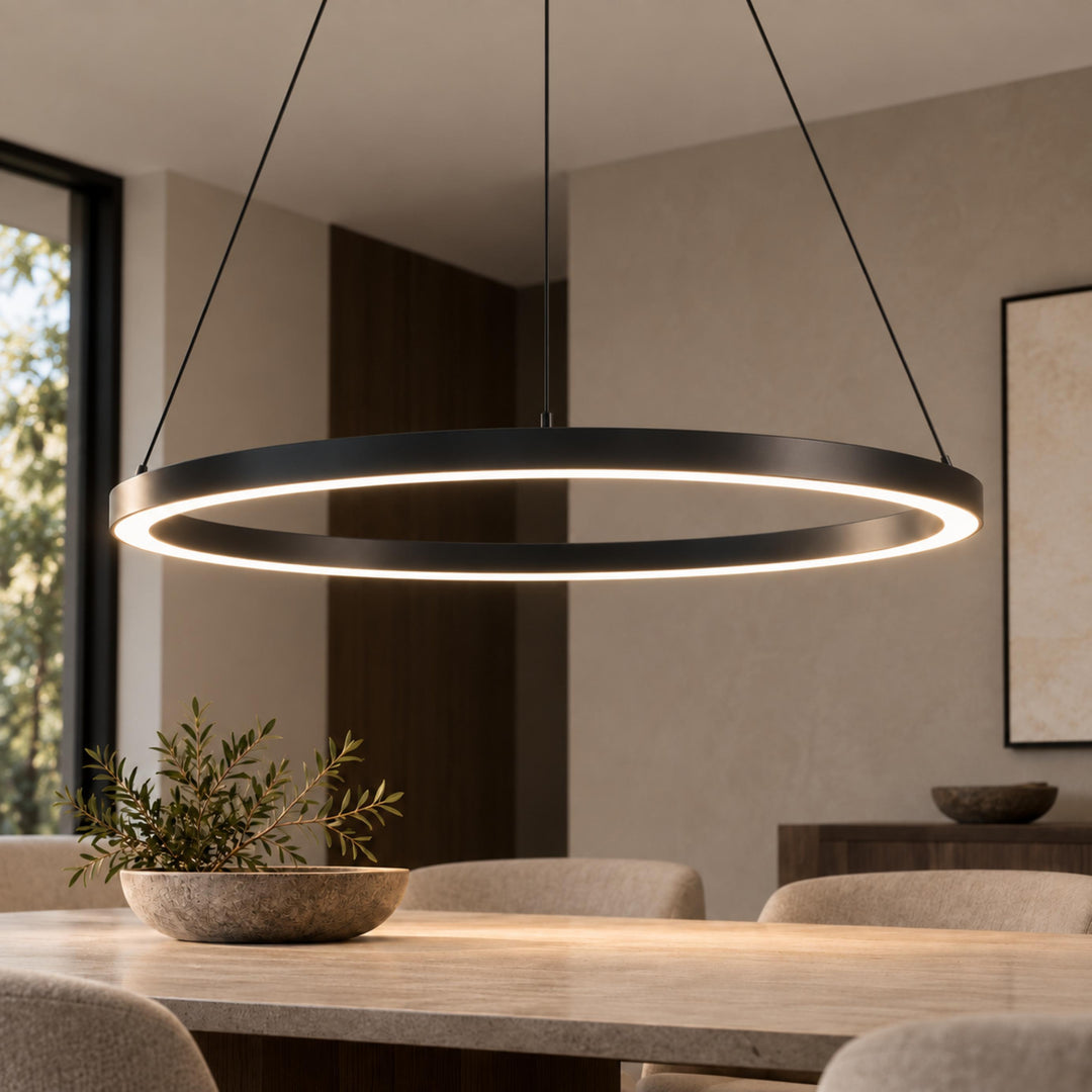 Modern LED Chandelier Light Hanging Aluminum Adjustable Dimmable Acrylic Diffuser Three Sizes